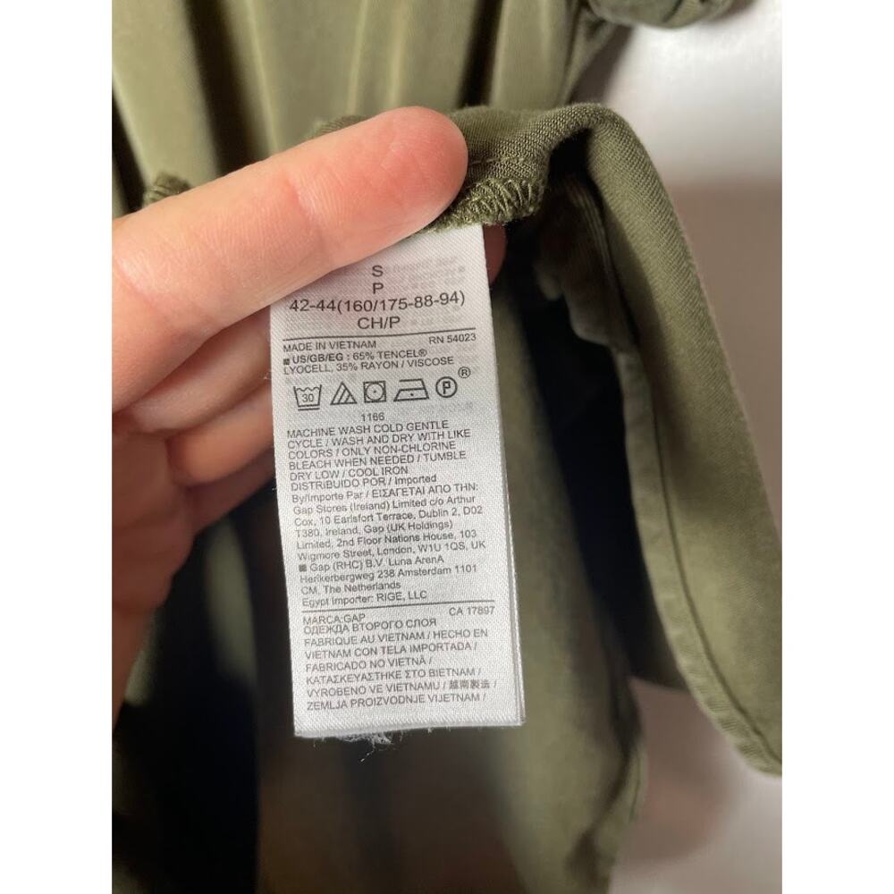 Gap Shirt Dress Popover Collared Short Sleeve Casual Knee Length Olive Womens S - Picture 10 of 13